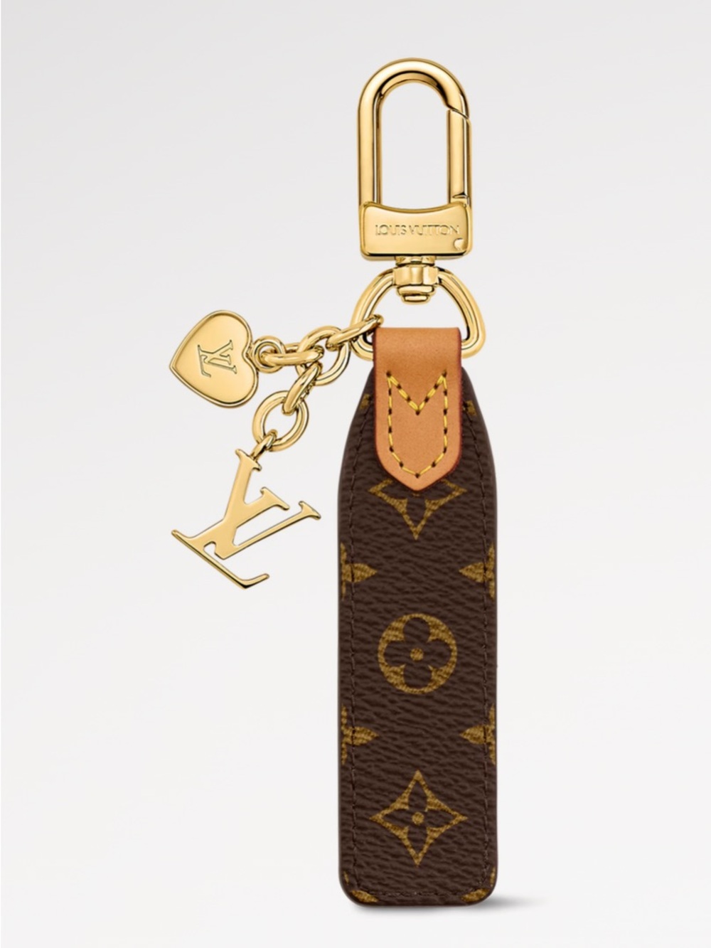 Louis Vuitton Brown Monogram Strap Keyring with Gold Hardware
